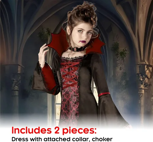 Vista 2 de Morph Halloween Vampire Costume For Girls Kids Girl Vampire Costume Scary Little Girl Vampire Costume Royal Vampire