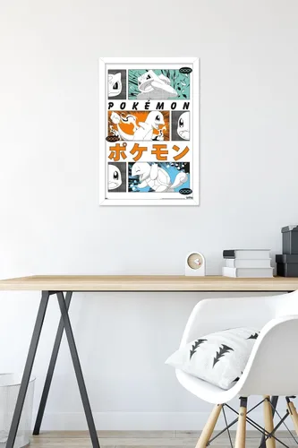 Vista 6 de Pokémon - Póster de pared de anime Trio, 22.4 pulgadas de largo x 14.7 pulgadas de ancho, versión enmarcada en blanco