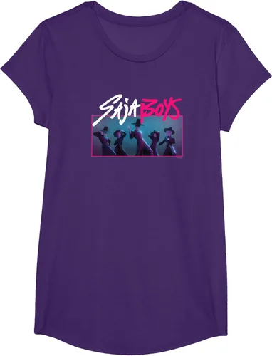 Vista 12 de Camiseta Oficial de KPop Demon Hunters Saja para Niños Negro