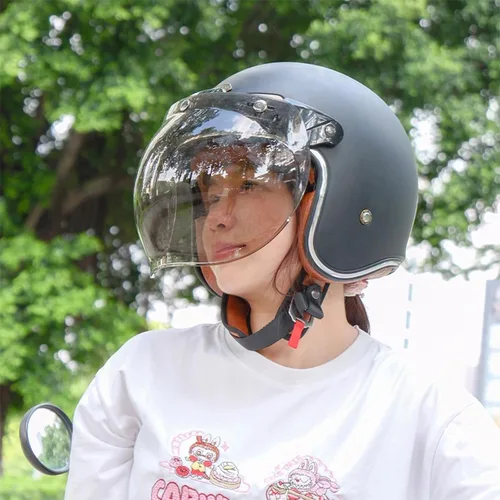 Vista 4 de Casco de burbuja, casco de cara abierta, protector solar de burbujas, visera solar, accesorio para casco de motocicleta, lente facial (transparente)