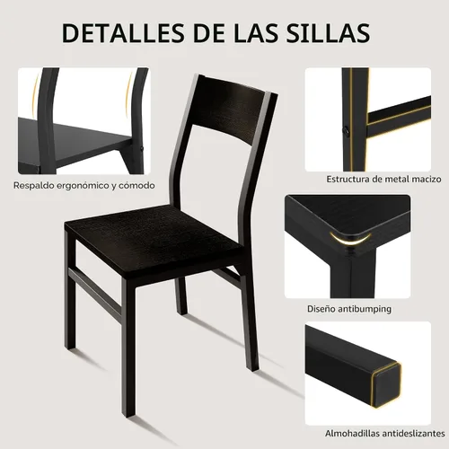 Vista 4 de iPormis Juego de mesa de comedor y sillas de 7 piezas para 4-6, mesa de cocina extensible de 63 pulgadas con 6 sillas, mesa de comedor con marco