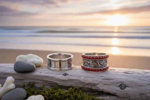 Vista 6 de HAIXIAN Anillo de doble fila con diseño de flores de la suerte con esferas turquesas grabadas para mujeres y hombres, plata de ley S925
