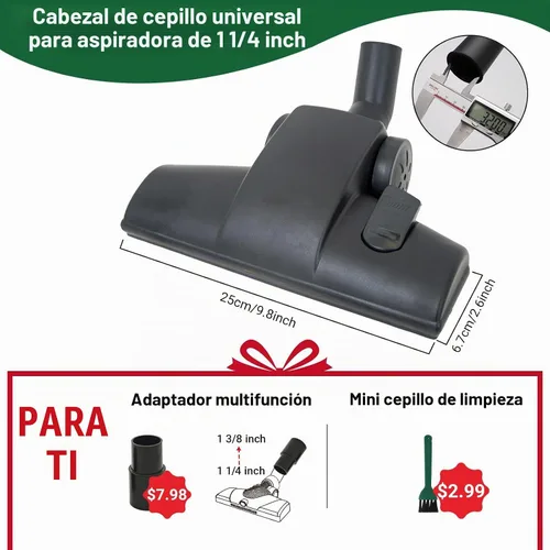 Vista 2 de EZ SPARES Compatible con cabezal de cepillo universal para aspiradora de 1 1/4 pulgadas y 1.260 in, 2 nuevas funciones a elegir
