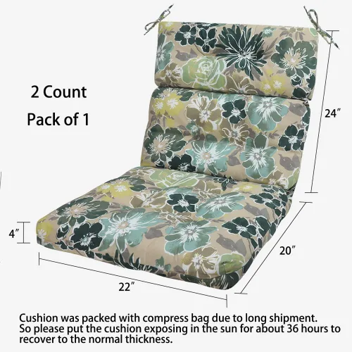 Vista 3 de Magpie Fabrics Cojín copetudo para silla de patio, 2 unidades, impermeable, resistente a la decoloración, para interiores y exteriores, para asiento