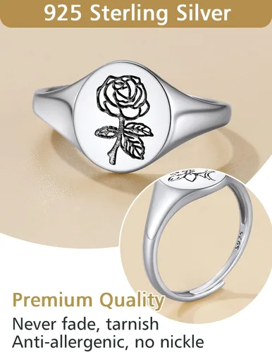 Vista 7 de Collar de plata de ley con flor de nacimiento y moneda, conjunto de joyas florales de rosa de junio para mujer