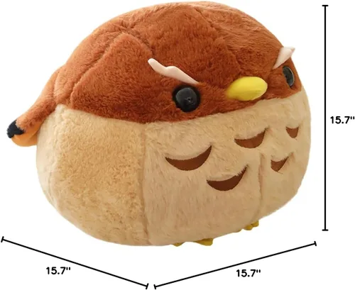 Vista 4 de ELAINREN Almohada de Peluche de Búho Marrón Super Suave, Peluche de Búho Esponjoso y Adorable, Regalo de Búho de Peluche para Niños y Adultos/40 cm