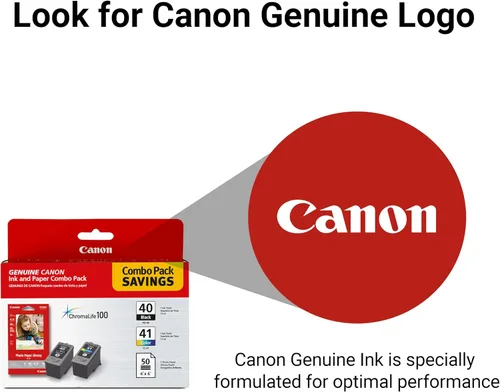 Vista 4 de Canon PG-40/CL-41 cartucho de tinta negra auténtica y cartucho de color con papel fotográfico de 50 hojas, compatible con iP2600/1800/1700/1600