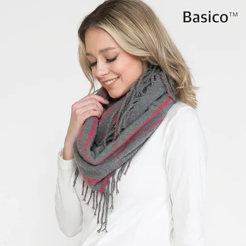 Vista 2 de BASICO Bufandas de otoño e invierno para mujer, bufanda infinita a cuadros para clima frío
