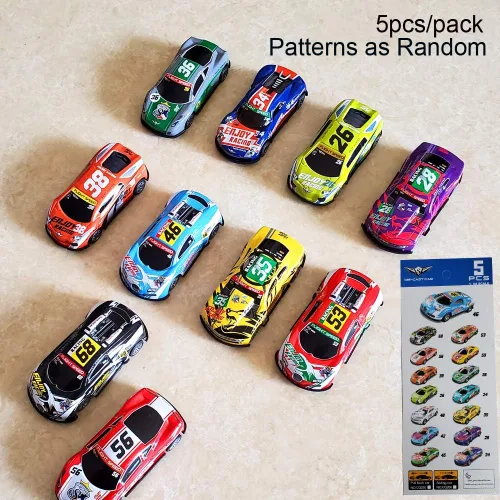 Vista 5 de Coches de carreras de tracción hacia atrás, vehículos de carreras de metal de 3 pulgadas, juguetes de fricción de metal para niños pequeños, juego