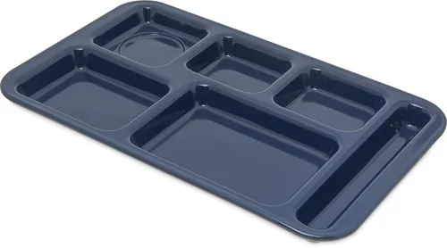 Vista 8 de Carlisle FoodService Products Bandeja de plástico para comida diestra con 4 compartimentos para escuelas, cafeterías y comedores, melamina, 10 x Azul