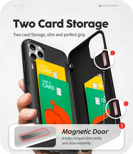 Vista 3 de GOOSPERY Parachoques magnético para puerta compatible con iPhone 11 Pro Max, tarjetero tipo cartera, cierre automático, protección de doble capa