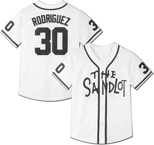 Vista 11 de Camiseta de béisbol para niños #30 bordada The Sandlot Benny The Jet Rodriguez de la película para niños XS-XL