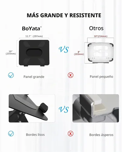Vista 5 de BoYata Soporte para laptop, elevador ajustable multiángulo, hasta 17 Negro