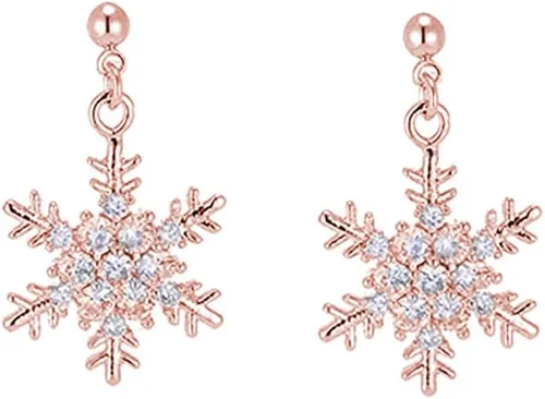 Vista 8 de SLUYNZ Solid 925 Sterling Silver Sparkling CZ Snowflake Studs Earrings for Women Teens Snowflake Earrings Studs plata de ley A
