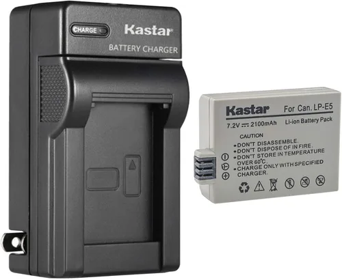 Vista 8 de Kastar - Cargador de batería de pared para Canon LP-E5 LPE5, Canon LC-E5, LC-E5C, LC-E5E, cargador Canon EOS 500D, EOS 1000D, EOS Kiss F, EOS Kiss