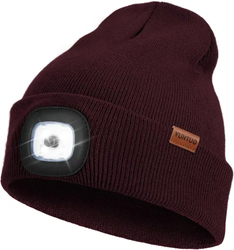 Vista 42 de Gorro LED con la luz, unisex, linterna frontal recargable por USB, gorro de punto de invierno, regalos para hombres, papá, esposo, él Azul Oscuro
