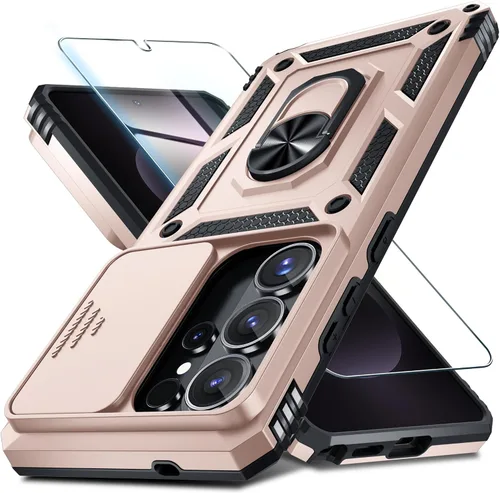 Vista 15 de Janmitta Compatible con Samsung Galaxy S24 FE Funda con Cubierta Deslizante Integrada para Lente de Cámara+Protector de Pantalla+Soporte de Anillo