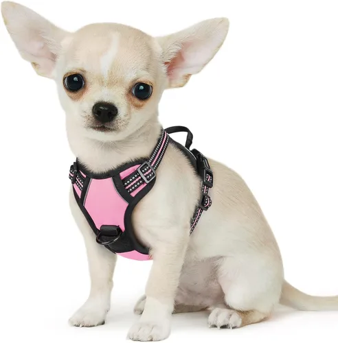 Vista 45 de Eagloo Arnés para perro pequeño, sin tirones, chaleco de servicio con tiras reflectantes y asa de control, ajustable y cómodo para caminar, arnés