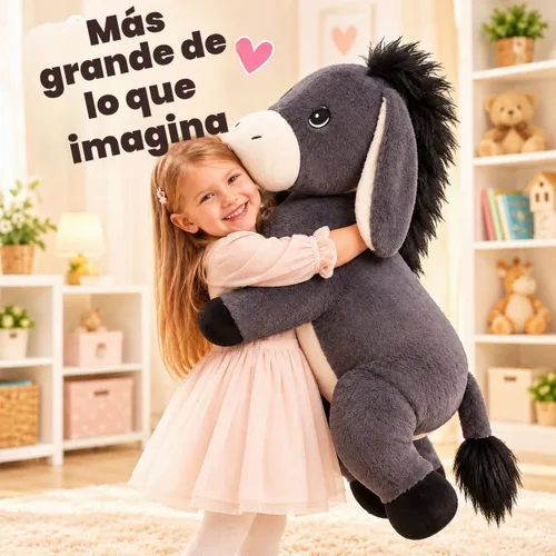 Vista 8 de IKASA Peluche de burro gigante de 33 pulgadas, súper suave, sin cremallera Burro gris oscuro