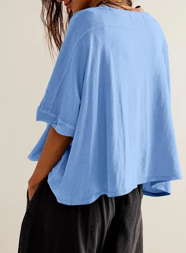 Vista 5 de Dokotoo Camisetas de verano 2024 para mujer, camisetas sueltas de gran tamaño, camisetas básicas