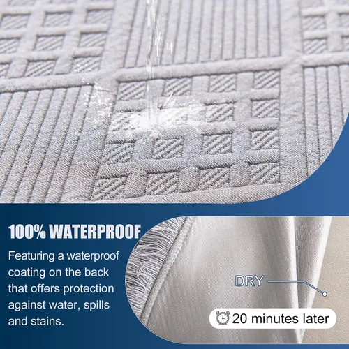 Vista 3 de Fundas impermeables para sofá modular en forma de L, 2 piezas, lavable, en forma de L, protector de muebles acolchado de jacquard para perros, Gris