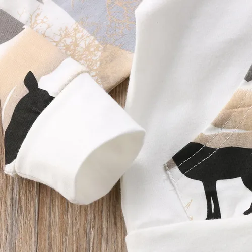 Vista 5 de Conjunto de 2 piezas de sudadera con capucha para bebé y niño, diseño de dinosaurio. Atuendo de otoño e invierno.
