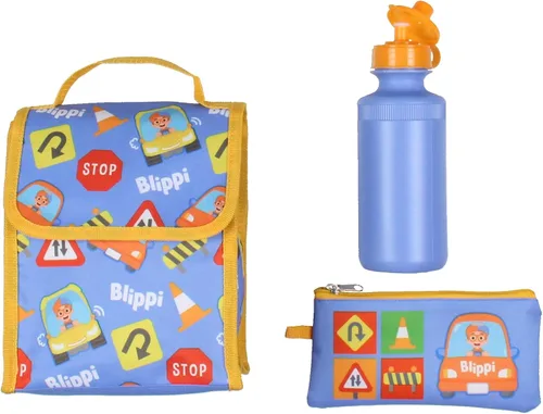 Vista 5 de AI ACCESSORY INNOVATIONS Blippi Backpack Safety First Kids School Travel Backpack Juego de 5 piezas con lonchera, bolsa con cordón, botella de agua