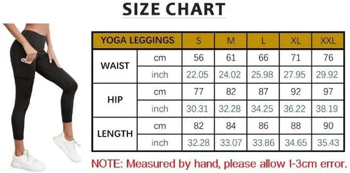 Vista 4 de Leggings de yoga de cintura alta para mujer con bolsillos, control de abdomen