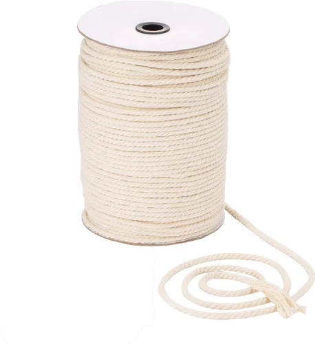 Vista 15 de Cuerda de macramé de 0.118 in x 328 yardas Cuerda de macramé 100% algodón natural 3 hebras de algodón trenzado para colgar plantas hecho a mano