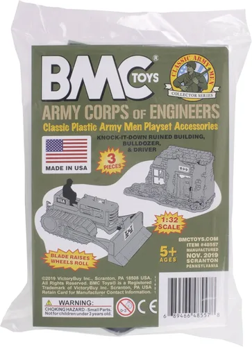 Vista 6 de BMC Classic Army Corps of Engineers Bulldozer Building Plastic Army Men Playset
