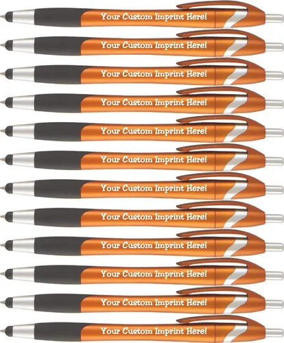 Vista 8 de ExpressDesigns™ - Bolígrafo personalizado con lápiz capacitivo - The Glide Click action Custom - Tinta de escritura negra - Bolígrafos con nombre