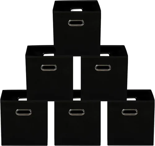 Vista 18 de Yunkeeeper - Contenedores de almacenamiento, cubos organizadores de tela con asa, cubos plegables para almacenamiento de tela o accesorios, 11 x 11