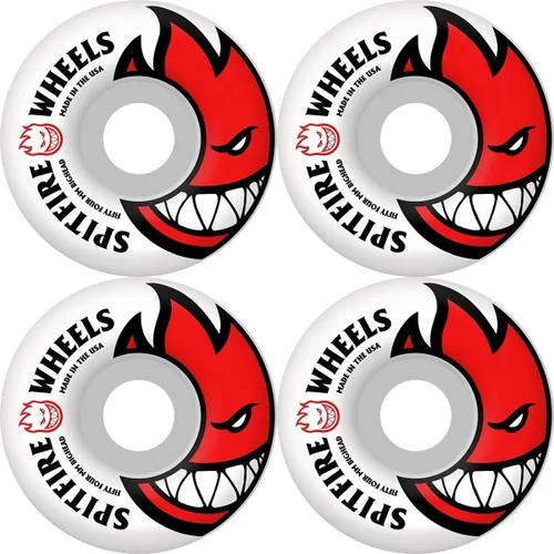 Vista 2 de Spitfire Skatebaord Wheels Bighead Blanco/Rojo - Rodamientos de huesos - Bones Reds - Rodamientos de precisión para monopatín (8) Pack - Lubricante