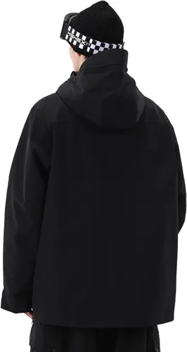 Vista 2 de Chaqueta de esquí para hombre 3L Anorak de snowboard, chamarra de nieve holgada con capucha, impermeable, cortavientos, aislante, para invierno
