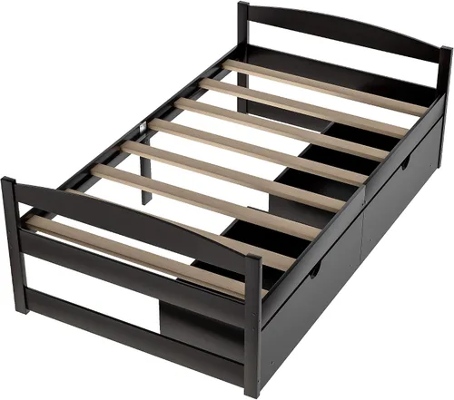 Vista 5 de Harper & Bright Designs Sofá cama individual con cajones de almacenamiento, cama capitanes de madera maciza, tamaño individual, sofá cama, base
