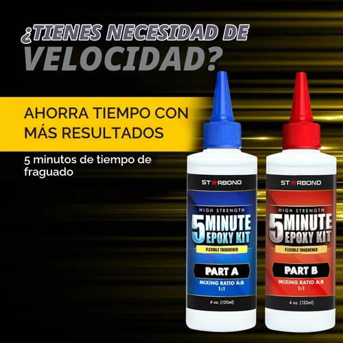Vista 2 de 8 onzas XL Starbond - Kit epoxi Pro de 5 minutos, endurecido flexible (resistencia al corte de 2,600 libras), fácil de usar, pegamento de ajuste