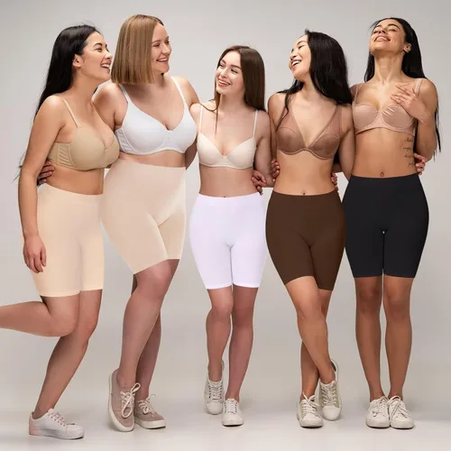 Vista 2 de Yeblues Paquete de 3 pantalones cortos sin costuras para debajo del vestido, pantalones cortos suaves para yoga, bicicleta, entrenamiento