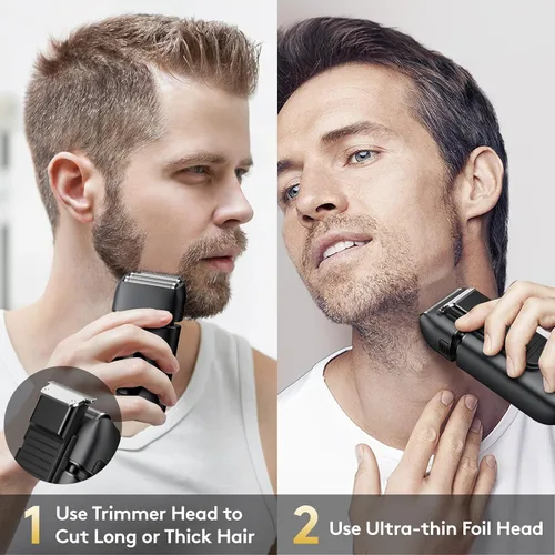 Vista 2 de Brightup - Afeitadoras eléctricas de lámina para hombres - Maquinilla de afeitar eléctrica suave y de corte cercano para hombres con recortador