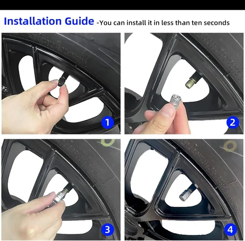 Vista 5 de Kewucn 8 PCS Tapas para Vástago de Válvula de Neumático de Coche, Cubiertas de Tapas de Aire de Aleación de Aluminio con Anillo de Goma, Cubiertas