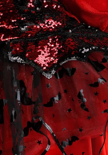 Vista 4 de Disfraz de diablo brillante para niña, Rojo