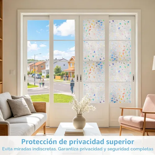 Vista 4 de LEMON CLOUD Película decorativa para ventana, película de privacidad para vidrieras, esmerilado estático para puerta de vidrio y hogar, diseño