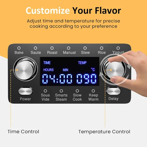 Vista 4 de Sunvivi Olla de cocción lenta de 8 cuartos de galón, horno asador, multi-cocción programable 12 en 1 con calentador de alimentos, temporizador
