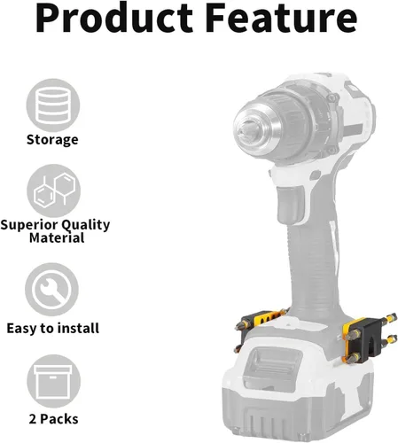 Vista 2 de Uniqwamo Soporte de brocas compatible con Dewalt 20 V, organizador de brocas compatible con taladros que llevan hasta 4 brocas en el lateral de tu