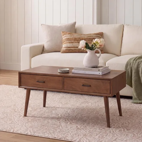 Vista 2 de Safavieh Home Collection Mozart Mid-Century - Mesa auxiliar rectangular con 2 cajones