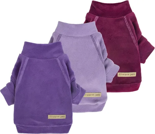 Vista 11 de Fitwarm Paquete de 3 suéteres clásicos de forro polar para perro, ropa de invierno para perros pequeños y niñas, sudadera de cuello alto para perro