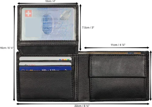 Vista 4 de DiLoro Carteras para hombres de cuero RFID biplold cartera Flip ID monedero, Negro medianoche), 81083-NABK