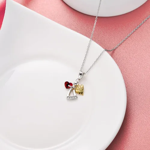 Vista 3 de AOBOCO 925 Sterling Silver Guardian Angel Necklace, Birthday Baptism Communion Gifts for Girls Daughter