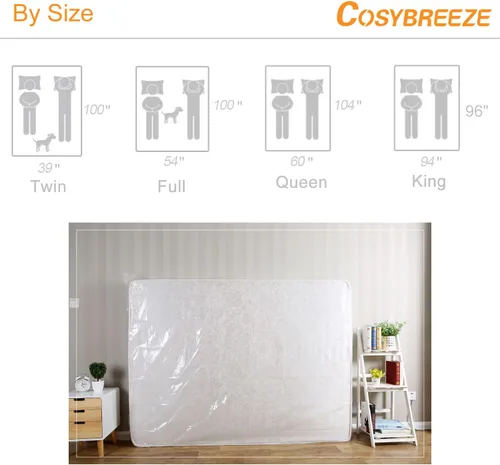 Vista 5 de Bolsas de colchón para mudanza y almacenamiento de 5 mil, tamaño individual, 1 paquete, funda protectora de colchón resistente e impermeable, bolsa