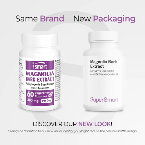 Vista 2 de Supersmart - Extracto de corteza de magnolia (fuerza máxima) 300 mg por día - 90% honokiol y magnolol - Suplemento de corteza de magnolia Sin OMG