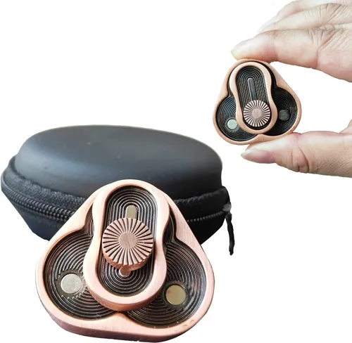 Vista 8 de Deslizador de metal para ansiedad, rotación triangular, forma de trébol, juguetes EDC para adultos para aliviar el estrés y la ansiedad, TDAH Negro